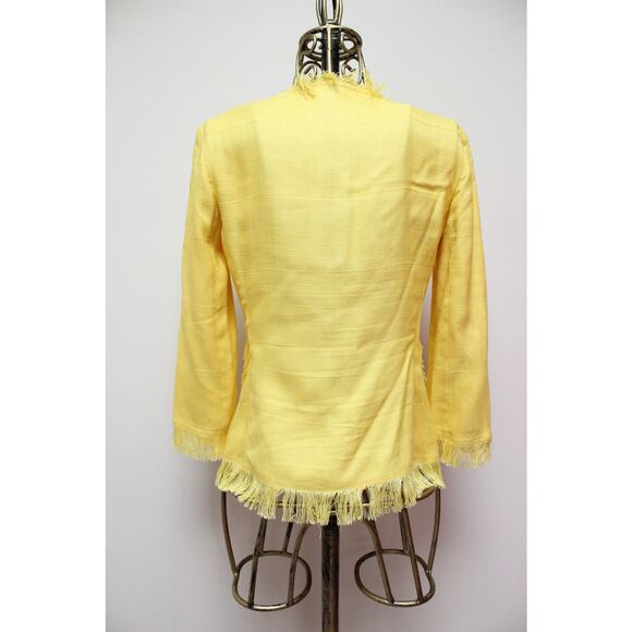 Dolce & Gabbana Bright Yellow Fringe Blazer Jacket Size 42/US 6 - Picture 5 of 6